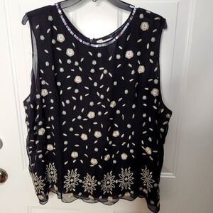 Silk Uniform John Paul Richard Woman‎ Sequins and Beads Top Plus Size 2X